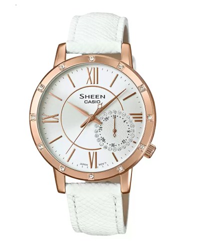 Casio Sheen Analog White Dial Women's Watch - SHE-3046GLP-7AUDR(SX164)