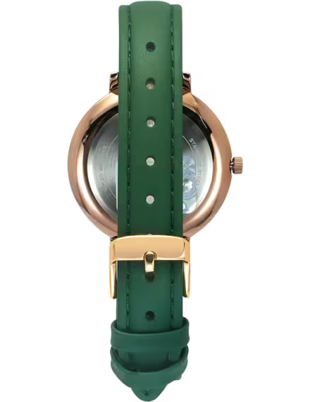 TIMEX Fashion Women Quartz Green Dial Analog Leather Watch TWEL14713