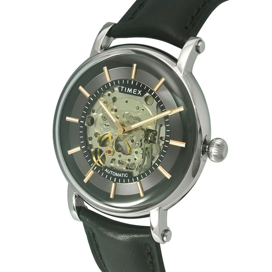 Timex E Class Men's Black Dial Round Case Automatic Function Watch -TWEG16716