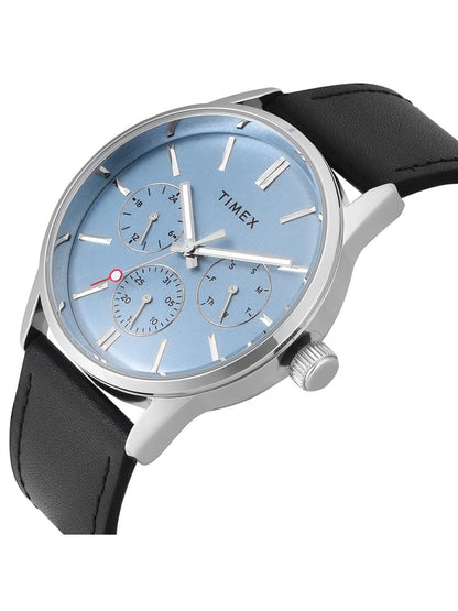 Timex Trendline Men Quartz Blue Dial Multi-Function Leather Watch TWEG25514