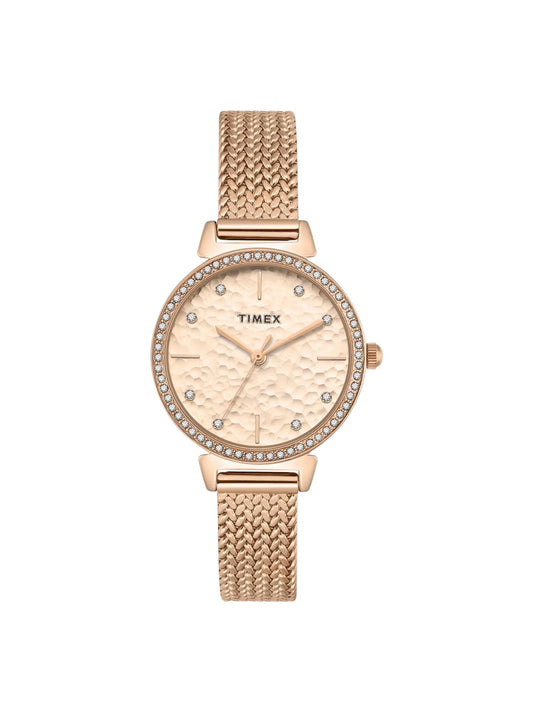 Timex Trendline Women Quartz Rose Gold Dial Analog Stainless Steel Watch TWEL22304