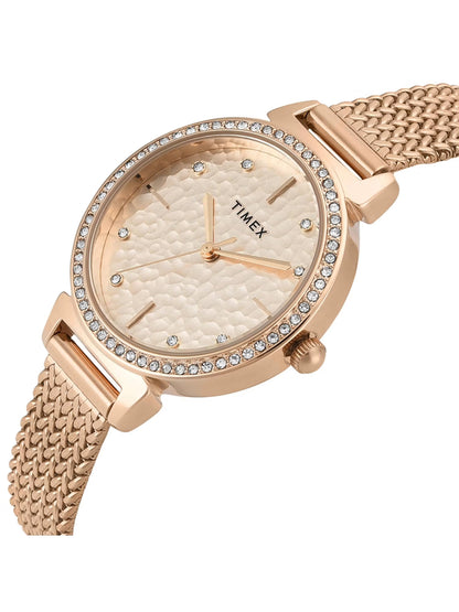 Timex Trendline Women Quartz Rose Gold Dial Analog Stainless Steel Watch TWEL22304