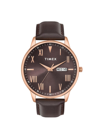 Timex Trendline Men Quartz Brown Dial Analog Leather Watch TWTG12114