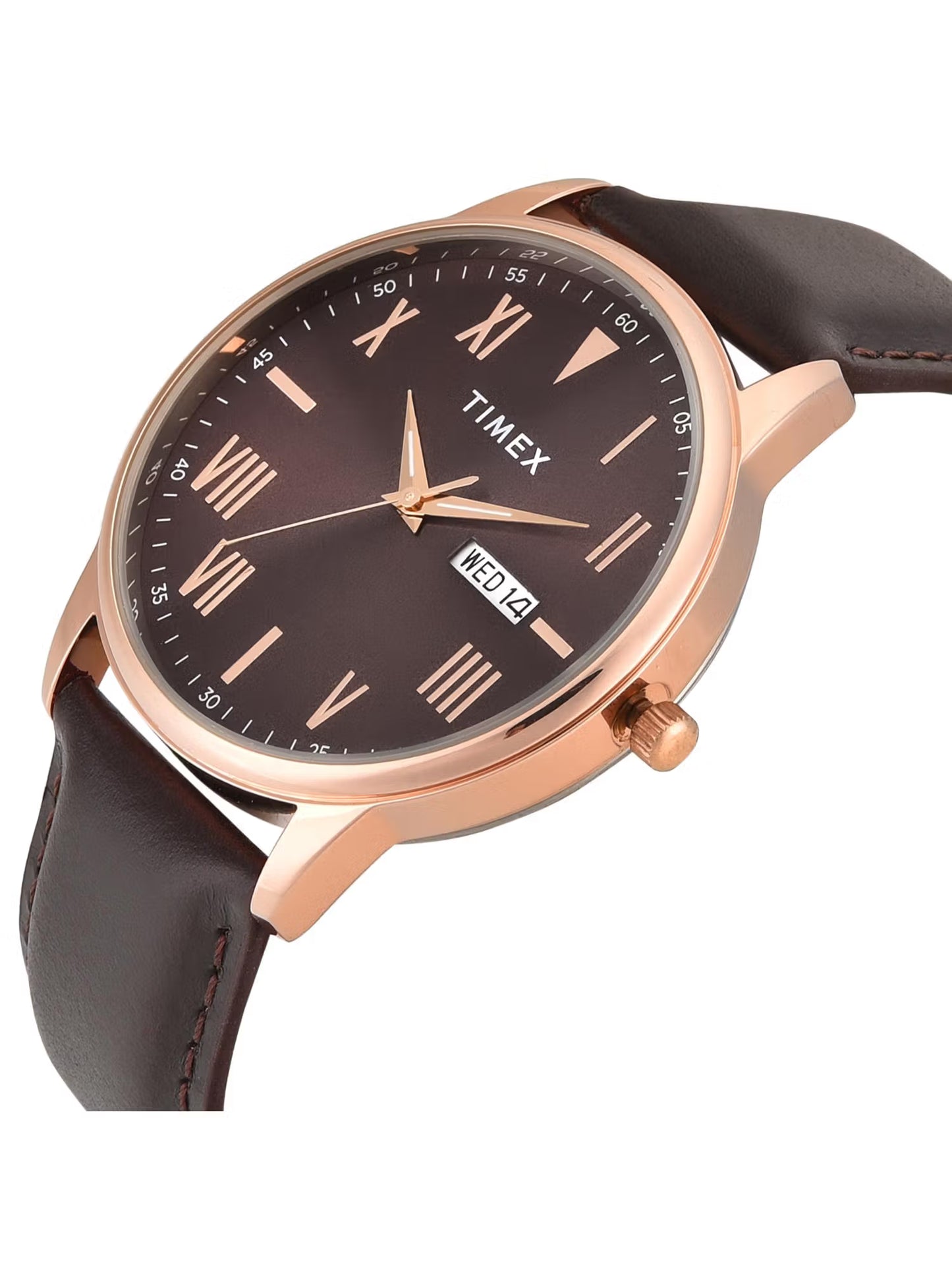 Timex Trendline Men Quartz Brown Dial Analog Leather Watch TWTG12114