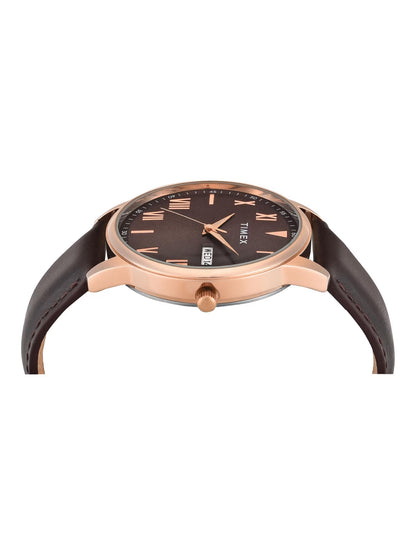 Timex Trendline Men Quartz Brown Dial Analog Leather Watch TWTG12114