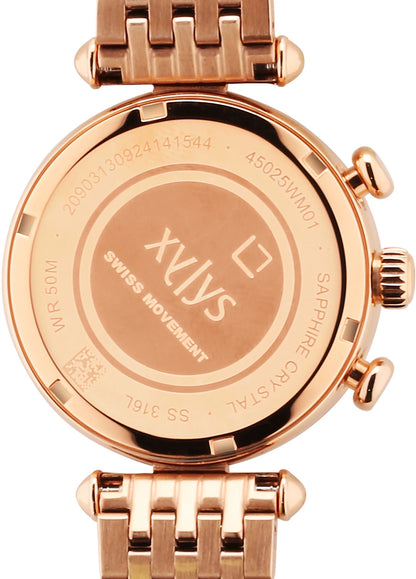 Xylys Quartz Chronograph Rose Gold Dial Gold Stainless Steel Strap Analog Watch  - For Women 45025WM01E