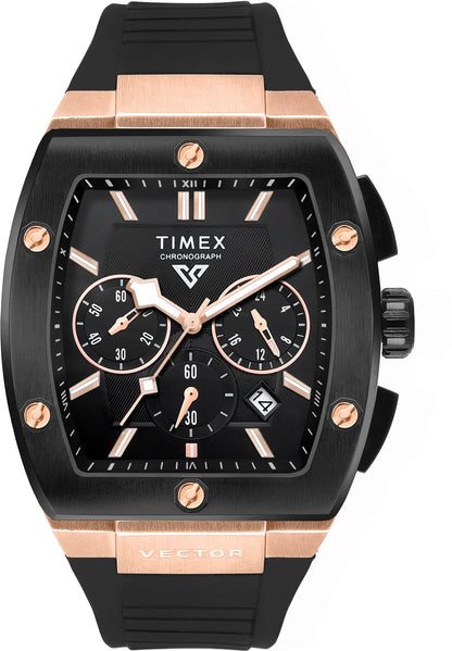 TIMEX Vector Men Black Rectangle Chronograph Dial Analog Watch - TWEG26201
