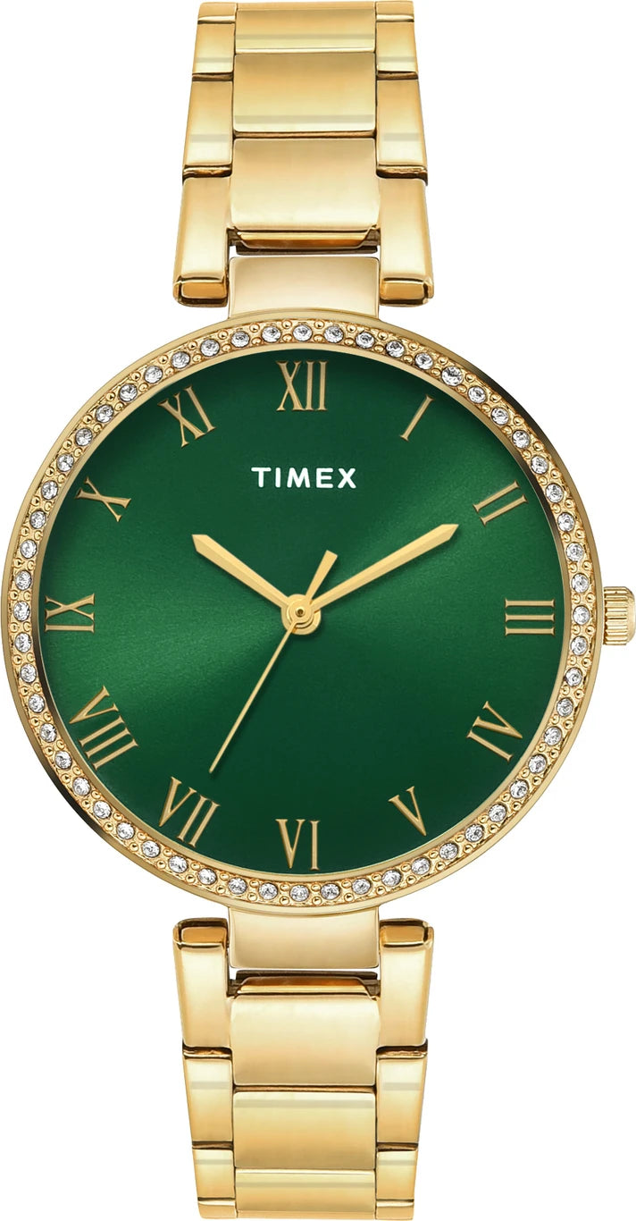 TIMEX Trendline Round 35mm Green Dial Analog Watch TWEL18716