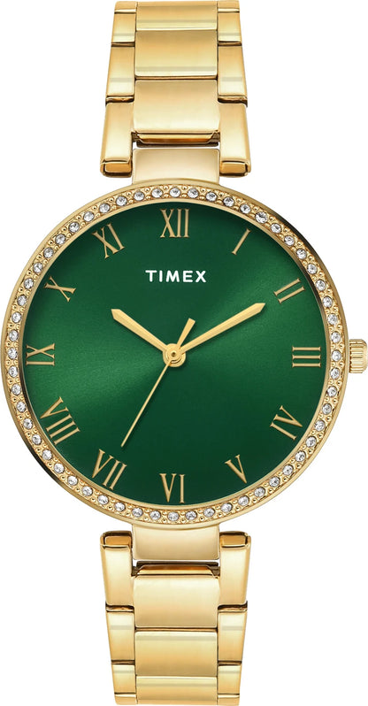 TIMEX Trendline Round 35mm Green Dial Analog Watch TWEL18716