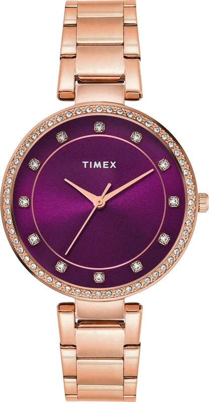 TIMEX Trendline Round 35mm Purple Dial Analog Watch  - For Women TWEL18726