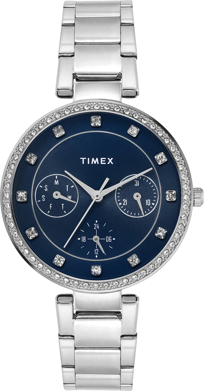 TIMEX Trendline Round 35mm Blue Dial Analog Watch  - For Women TWEL18729