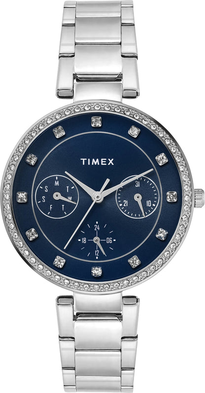 TIMEX Trendline Round 35mm Blue Dial Analog Watch  - For Women TWEL18729