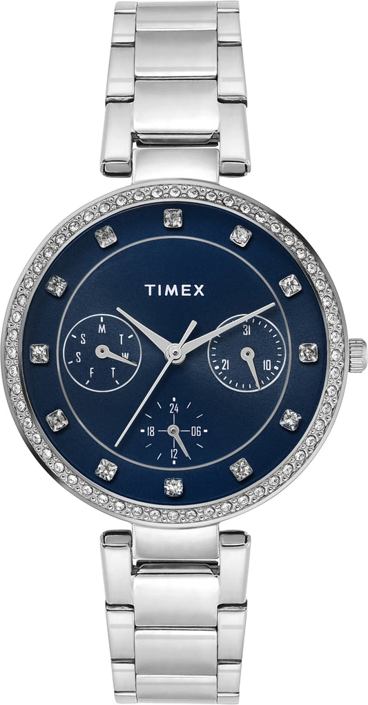 TIMEX Trendline Round 35mm Blue Dial Analog Watch  - For Women TWEL18729