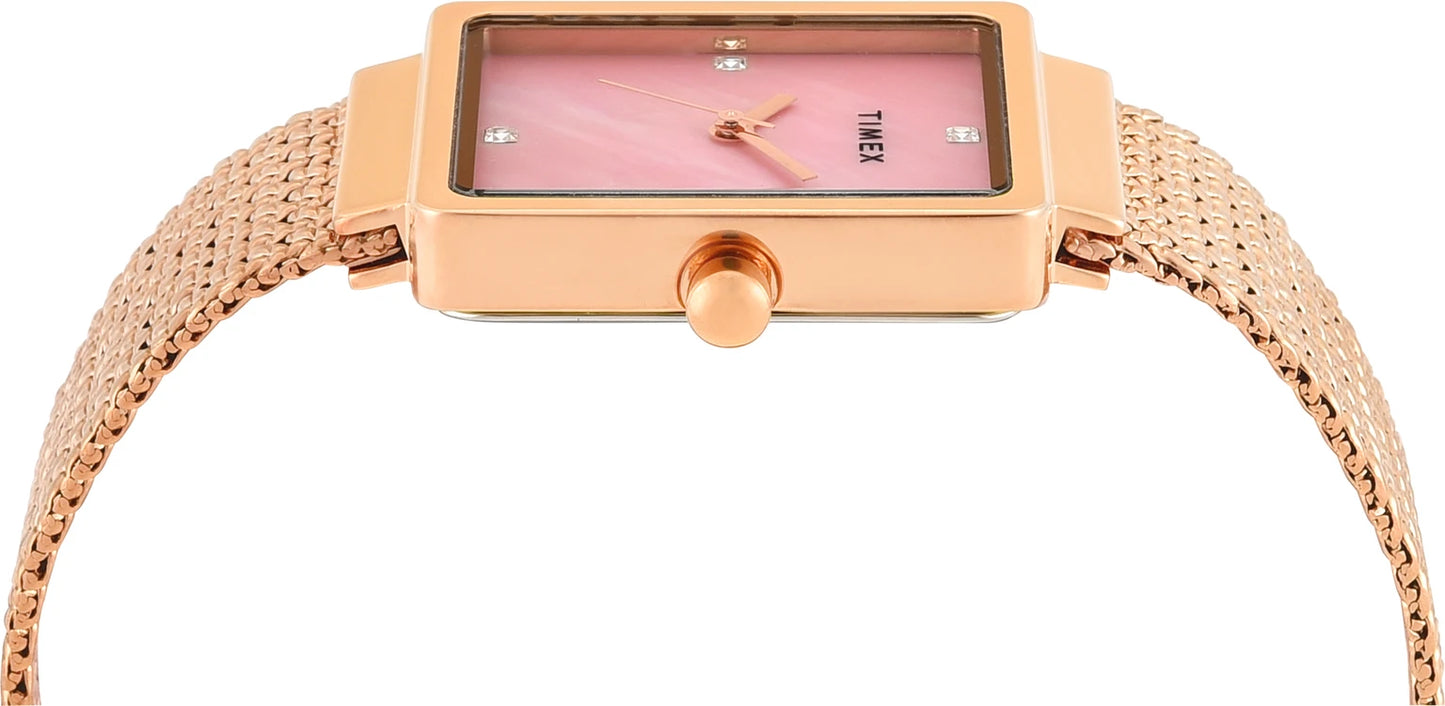 Timex Fashion Women Quartz Mother Of Pearl Dial Analog Stainless Steel Watch TWEL20704