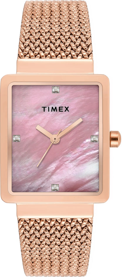 Timex Fashion Women Quartz Mother Of Pearl Dial Analog Stainless Steel Watch TWEL20704