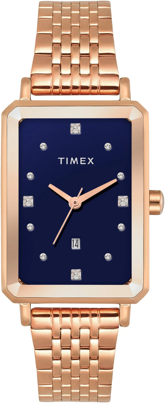 Timex Fashion Women Quartz Blue Dial Analog Stainless Steel Watch TWEL20803