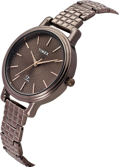 TIMEX Fria Round 34mm Brown Dial Analog Watch TWEL23903