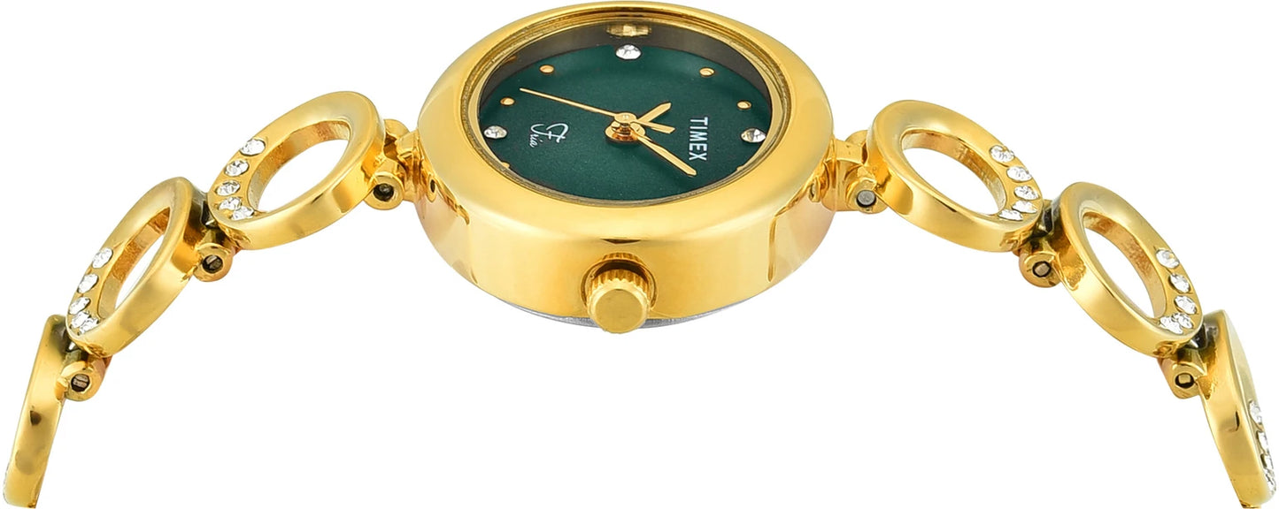 TIMEX Fria Oval 29mm Green Dial Analog Watch  - For Women TWEL24001