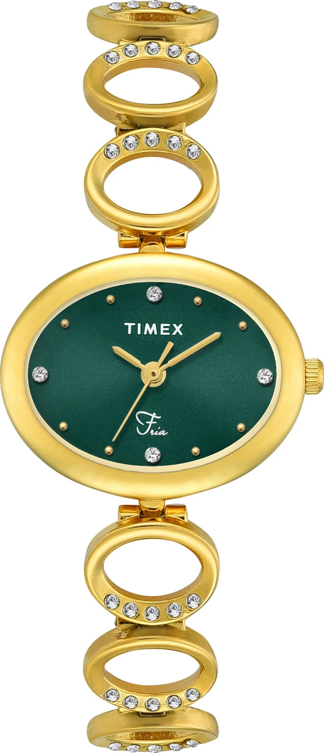 TIMEX Fria Oval 29mm Green Dial Analog Watch  - For Women TWEL24001