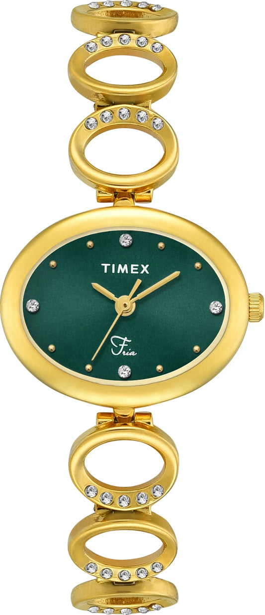 TIMEX Fria Oval 29mm Green Dial Analog Watch  - For Women TWEL24001