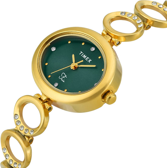 TIMEX Fria Oval 29mm Green Dial Analog Watch  - For Women TWEL24001