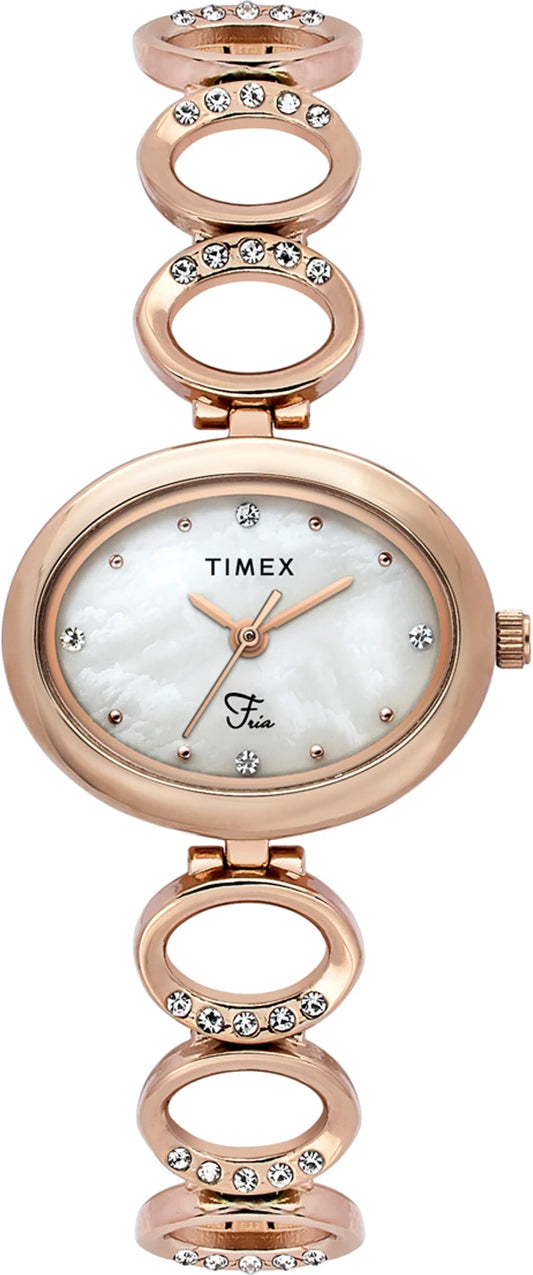 TIMEX Fria Oval 29mm White Dial Analog Watch  - For Women TWEL24002