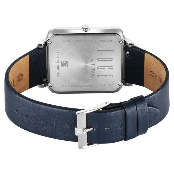 Titan Edge Quad Quartz Analog White Dial With Blue Leather Strap Watch For Men nu10017sl01