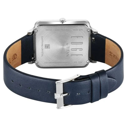 Titan Edge Quad Quartz Analog White Dial With Blue Leather Strap Watch For Men nu10017sl01