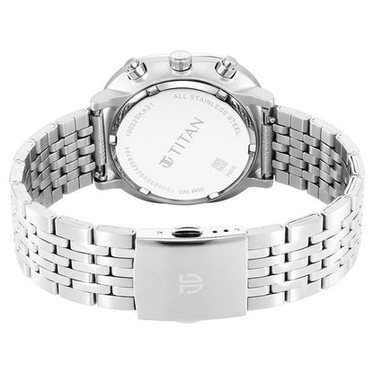 Titan Timeless Treasures Quartz Analog Dual Time Black Dial With Silver Color Stainless Steel Strap Watch For Men nt10022sm02 Men's Watch