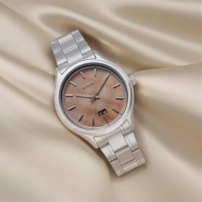 Titan Palette Of Time Quartz Analog with Date Orange Dial Stainless Steel Strap Watch For Men nt10033sm04