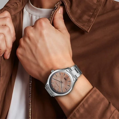 Titan Palette Of Time Quartz Analog with Date Orange Dial Stainless Steel Strap Watch For Men nt10033sm04