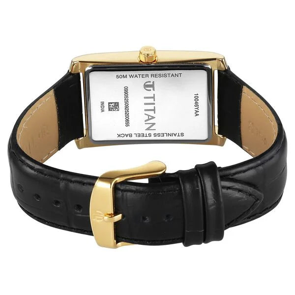 Titan Regalia Allure Analog with Date and Black Dial Black Leather Strap Watch for Men 10046yl01