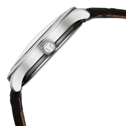 Titan Stellar Analog with Dual Moon Phase and Silver Dial Brown Leather Strap Watch for Men 10050sl01