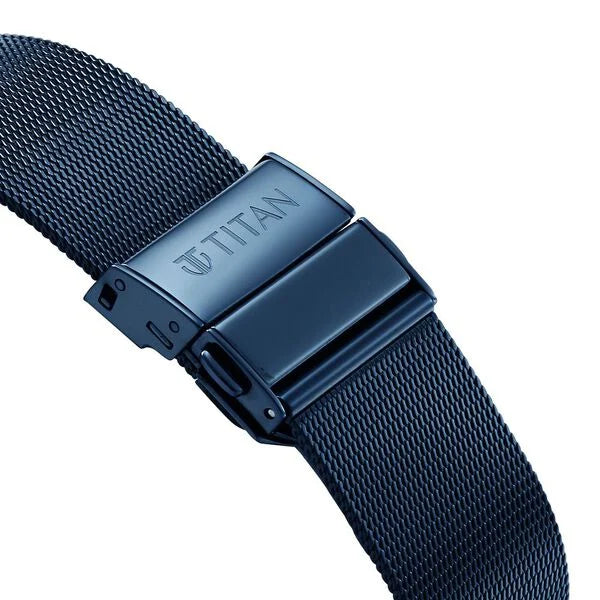 Titan Edge Whimsey Quartz Analog Blue Dial Blue Stainless Steel Strap Watch For Men 10056qm02