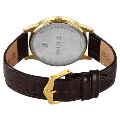 Titan Karishma Festive Analog with Mahogany Brown Dial Brown Leather Strap Watch for Men 10058yl01
