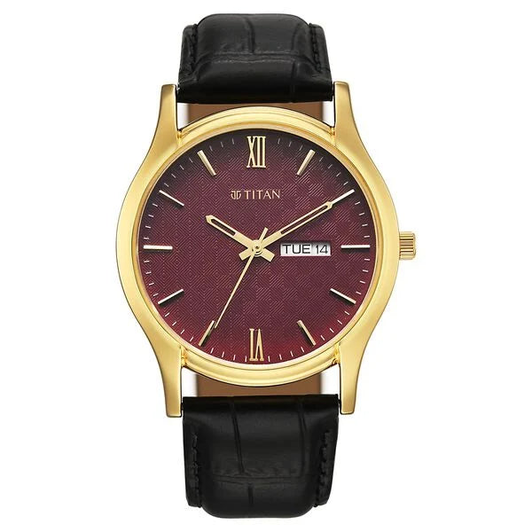 Titan Karishma Regal Classic Day-Date Men's Dress Watch 10059yl03 Men's Watch