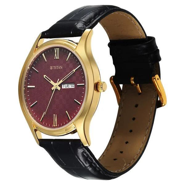 Titan Karishma Regal Classic Day-Date Men's Dress Watch 10059yl03 Men's Watch