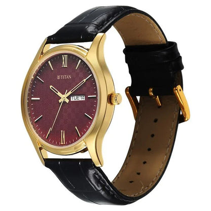 Titan Karishma Regal Classic Day-Date Men's Dress Watch 10059yl03 Men's Watch