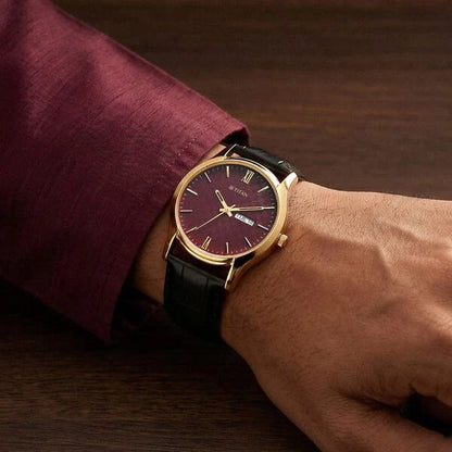 Titan Karishma Regal Classic Day-Date Men's Dress Watch 10059yl03 Men's Watch
