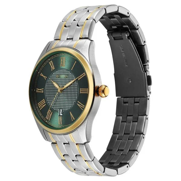 Titan Neo Roman Analog with Green Dial Dual Tone Stainless Steel Strap Watch for Men 10063bm01 Men's Watch