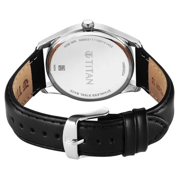 Titan Neo Roman Analog with Rose Gold Dial Brown Leather Strap Watch for Men 10063sl01