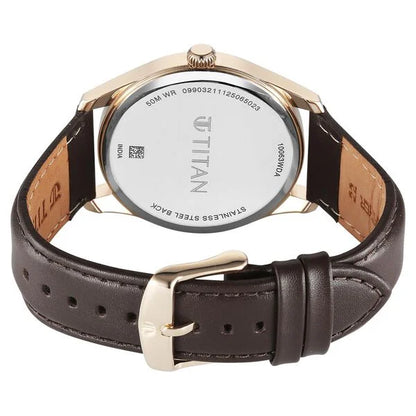 Titan Neo Roman Analog with Anthracite Dial Brown Leather Strap Watch for Men 10063wl01