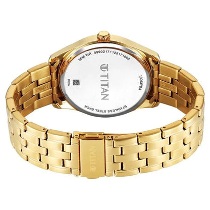 Titan Neo Roman Analog with Green Dial Carnation Gold Stainless Steel Strap Watch for Men 10063ym01