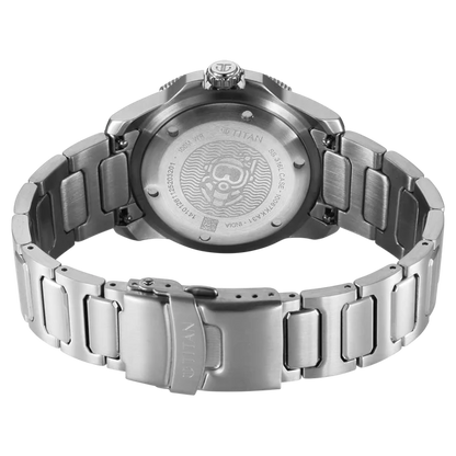 Titan Zero Hour Diver's 100m Quartz Analog Black Dial Silver Stainless Steel Strap Watch For Men 10067km01