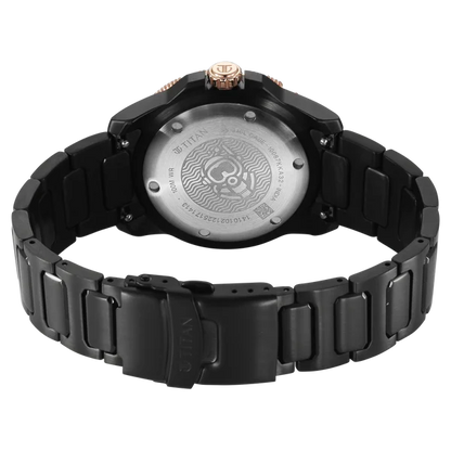 Titan Zero Hour Diver's 100m Quartz Analog Blue Dial Black Stainless Steel Strap Watch For Men 10067km02