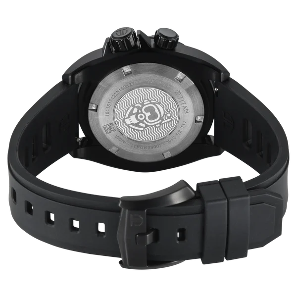 Titan Zero Hour Diver's 200m Quartz Analog Black Dial Black FKM Strap Watch For Men 10068np01