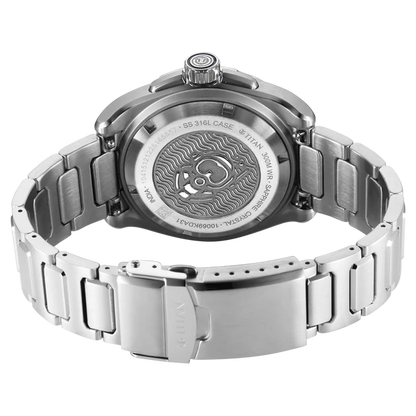 Titan Zero Hour Diver's 300m Automatic Analog Blue Dial Silver Stainless Steel Strap Watch For Men 10069km01