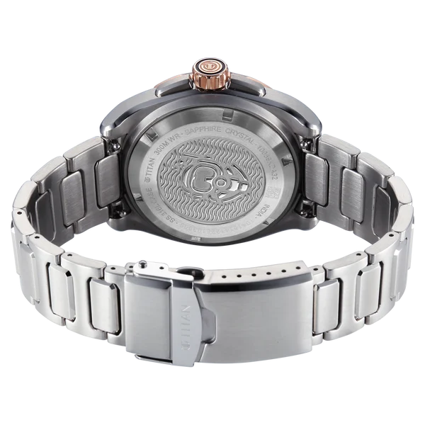 Titan Zero Hour Diver's 300m Automatic Analog Black Dial Silver Stainless Steel Strap Watch For Men 10069km02