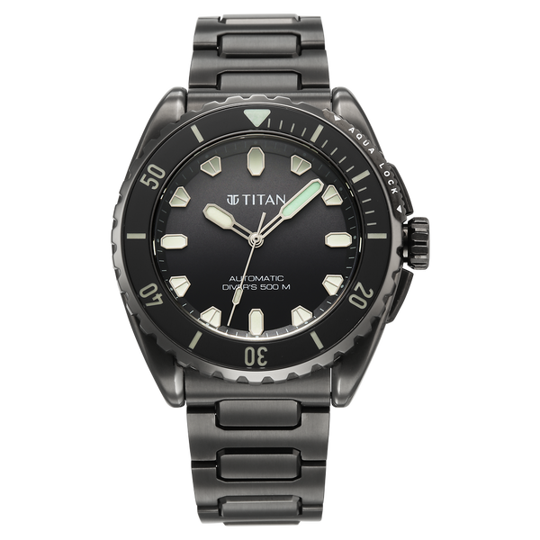 Titan Zero Hour Professional Diver's 500m Limited Edition Automatic Analog with Black Dial Black Titanium & Black FKM Strap Watch for Men 10071QM01