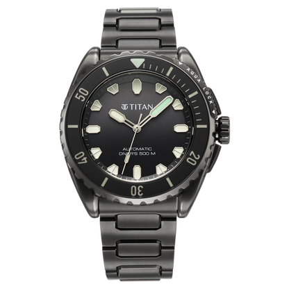 Titan Zero Hour Professional Diver's 500m Limited Edition Automatic Analog with Black Dial Black Titanium & Black FKM Strap Watch for Men 10071QM01